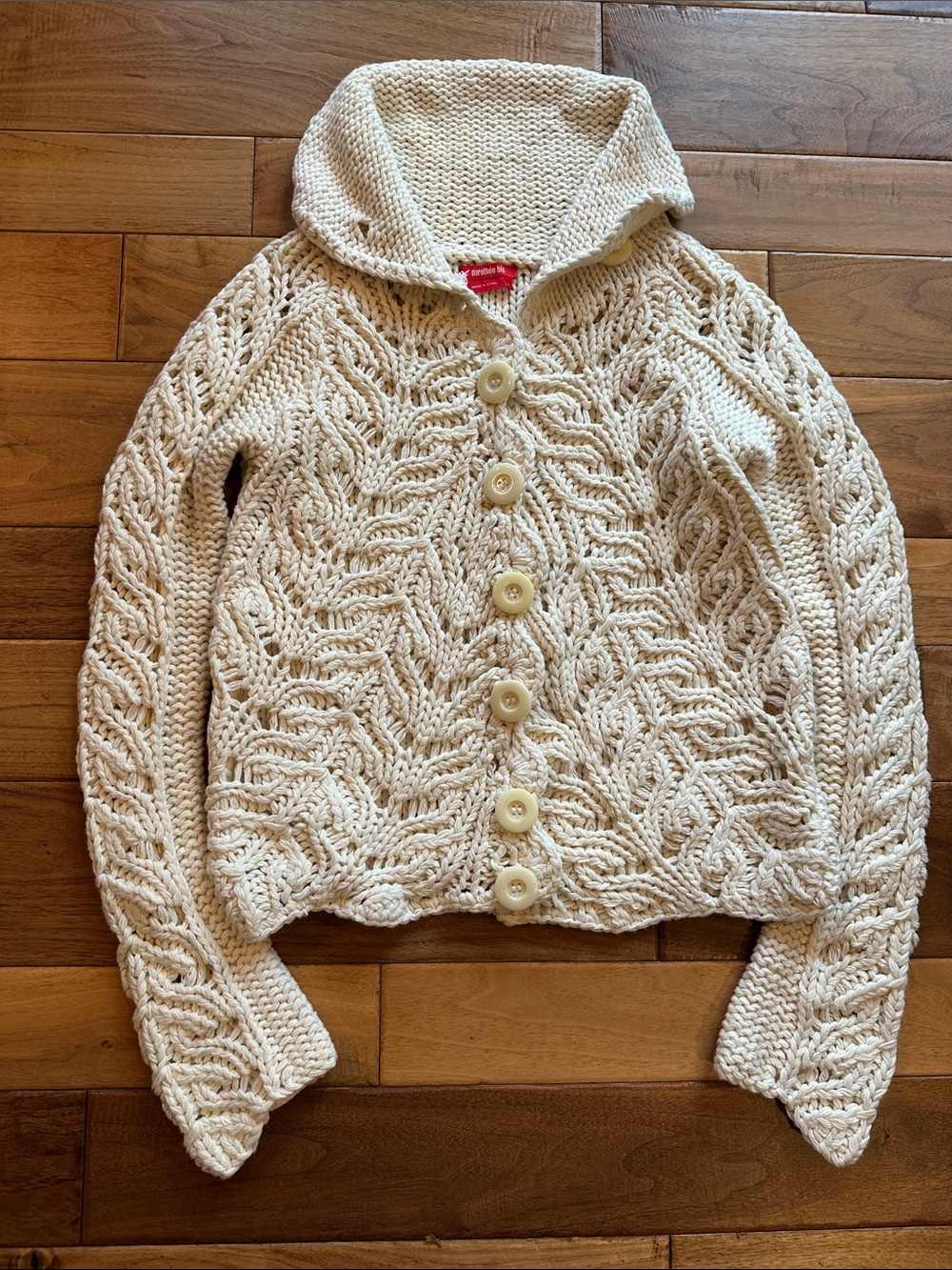 Vtg dorothee bis open knit crochet cardigan sweater. Sz medium